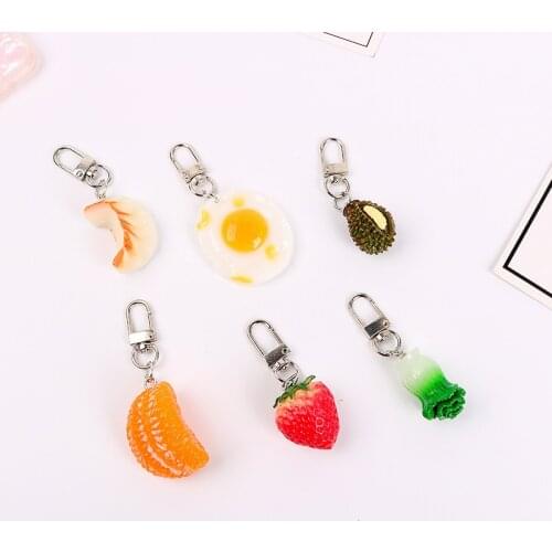 Creative Funny Simulation Food Keychain Car Cute Fruit Strawberry Orange Key Chains Women Bag Charms Jewelry Gift Chaveiro