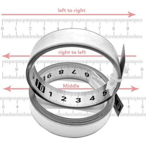 1-5Meters Miter Track Tape Measure with Glue Stainless Steel Self-Adhesive Metric Scale Ruler Forward and Reverse Center Ruler