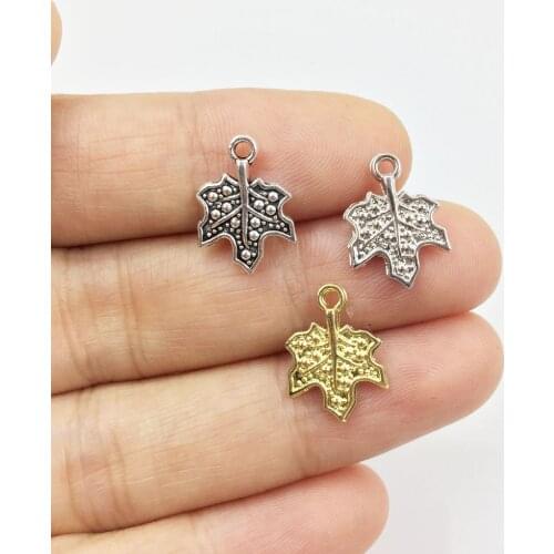Eruifa 20pcs 10mm Pretty Maple Leaf Charms Wholesales necklace,earring bracelet jewelry DIY handmade 3 colors