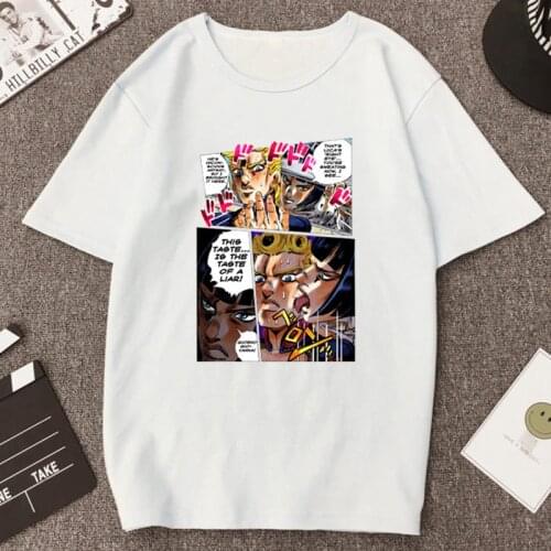 Jojo Bizarre Adventure The Taste of A Liar Unisex Anime T Shirt Jojo Golden Wind Bucciarati and Giovanna Vintage Loose Manga Tee