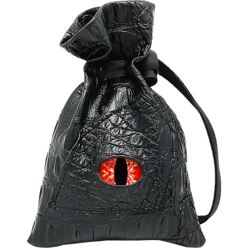 Haxtec dnd Dice Bag Drawstring Leather DND Dice Pouch Storage Bag for D&D Dices(Red Eye)
