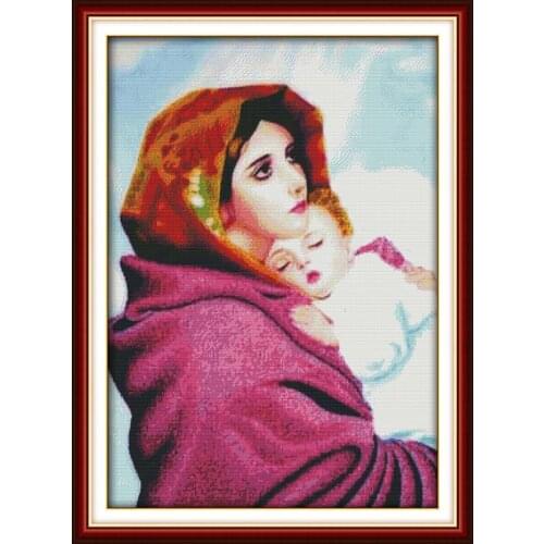 Joy Sunday Holy Mother Holy Son Jesus DIY Painting Counted Printed Canvas DMC 14CT Cross Stitch Needlework Embroidery DIY Kits