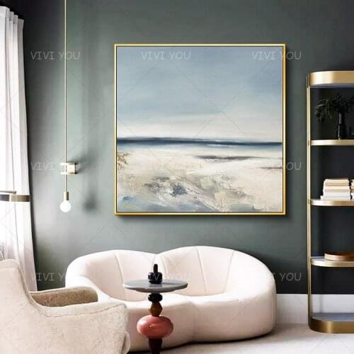 Handmade Painting Sky and Cloud Abstract Frameless Paint On Wall Modern Handmade Horse Oil Painting Unique Gift For Living Room