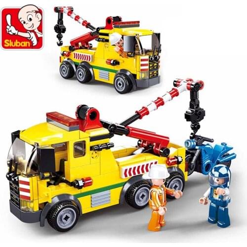 Sluban City Engineering Series Car Building Blocks Crane Model Bricks Set DIY Educational Toys Children Boys Gifts 0877 Model