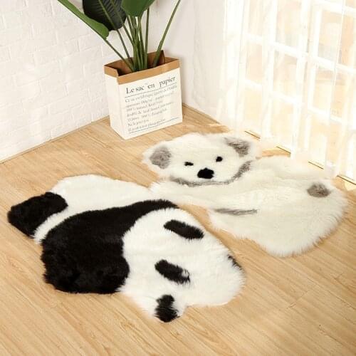Anti-Slip Koala Shape Floor Mat Soft Faux Fur Rug Solid Chair Cover Furry Fluffy Bedroom Living Home Room Seat Pad Carpet