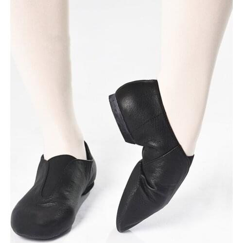 Leather Jazz Slip on Dance Sneakers Dancing Shoes for Ladies Black Tan Adults and Children Women Jazz Shoes