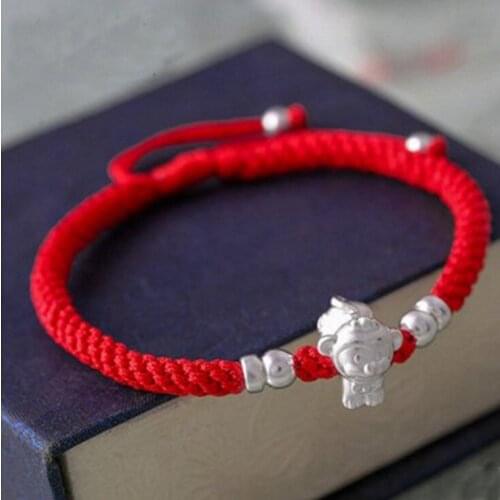 Red lucky bracelet purity silver twelve zodiac animal adjustable glamor jewelry bracelet jewelry gift