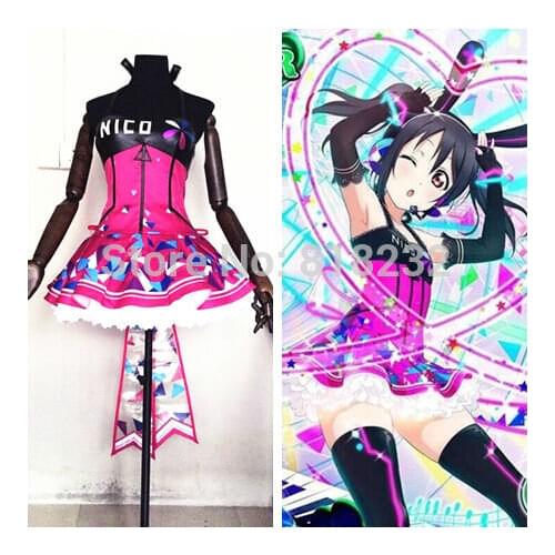 Love Live School Idol Project Cyber Video Games Yazawa Nico Light Up Slip Dress Tee Dress Uniform Outfit Anime Cosplay Costumes
