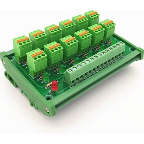 DIN Rail Mount PLC12 channel PNP input spring wiring IO photoelectric proximity switch sensor terminal block