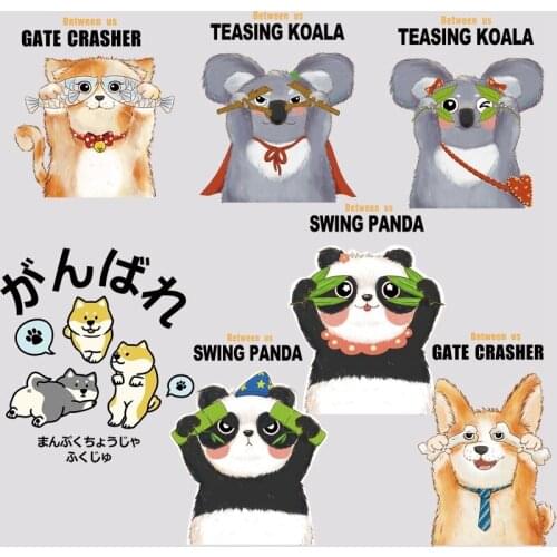 Cartoon cute pet puppy printing heat transfer iron koala panda pattern on kids clothes ironing patch accessories
