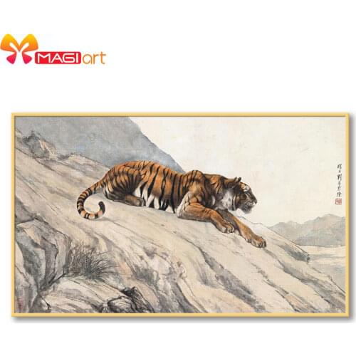 Cross stitch kits Embroidery needlework sets 11CT water soluble Canvas Patterns 14C Full Landscape tiger -NCMA149