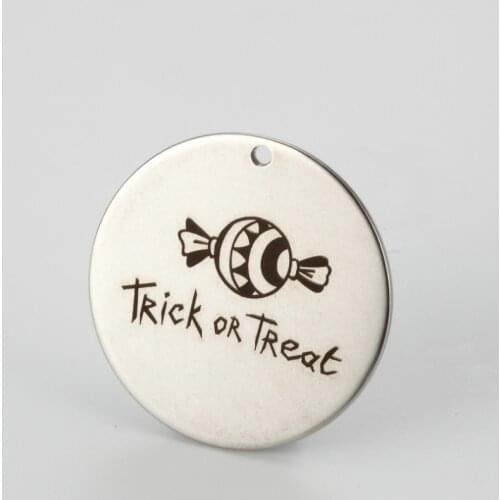Wholesale stainless steel charms Spooky Jewelry Pendant Hallween Charm " Candy TRICK OR TREAT "