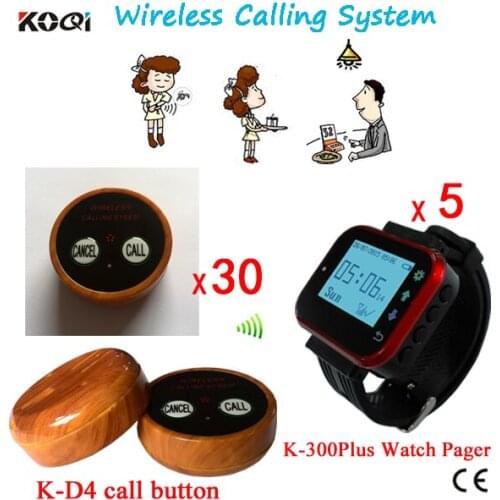 Restaurant/Coffee Shop/Internal Bar Call Waiter Bell, 30pcs Wireless Service Pager Calling Buttons With 5pcs Wrist Watches
