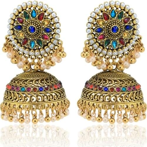 Bohemian Sunflower Design Jhumki Earrings for Indian Women Girls Ethnic Traditional Wedding Party Wear Ethnic Jewelry