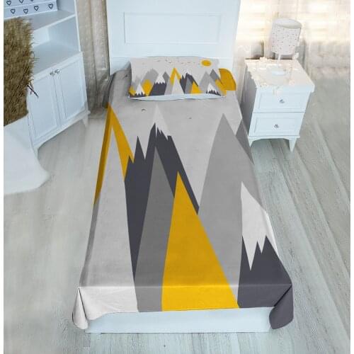 Grey single bed cover mountain snow cloud patterned velvet fabric Free Shipping quality product kids room decoration baby room