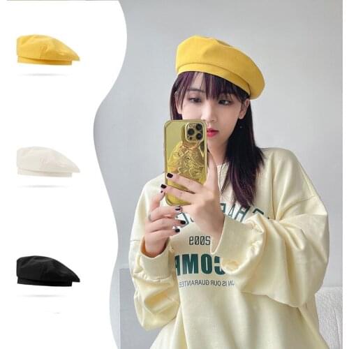 Spring and Summer Womens Hat Artist Beret Octagonal Flat Cap Solid Color Thin Beanie Hat Retro Beret Solid Color Hat Female Hat