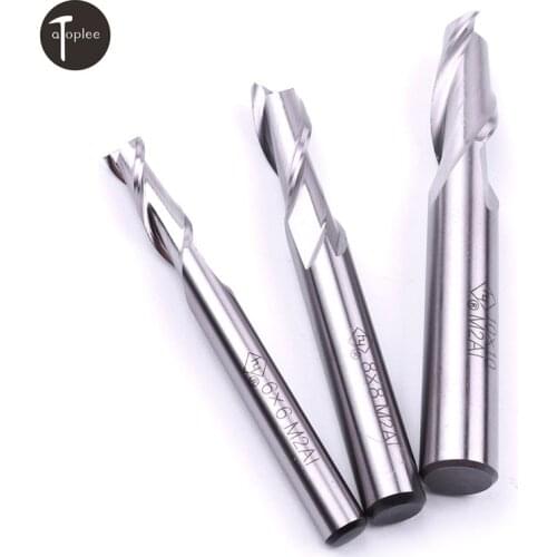 Hot 1PC 6mm 8mm 10mm Double Flutes HSS Spiral Router Carbide End Mill Cutter CNC Bit Drill Bit Milling Machinery Cutting Tools