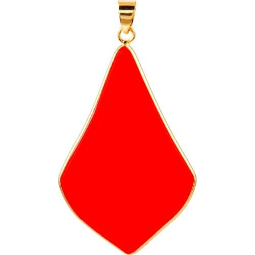 SUNYIK Red Glass Rhombus Slice Healing Crystal Pendant Fit Necklace
