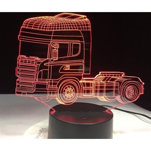 Super Heavy Container Truck 3D Night Light 7 Changing Colors Illusion Night Lamp Touch Remote Switch USB Cable GX1840 Drop Ship