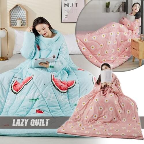 Warm Thickened Washed Lazy Quilt With Sleeves Blanket Cape Cloak Nap Blanket Family Dormitory Blanket