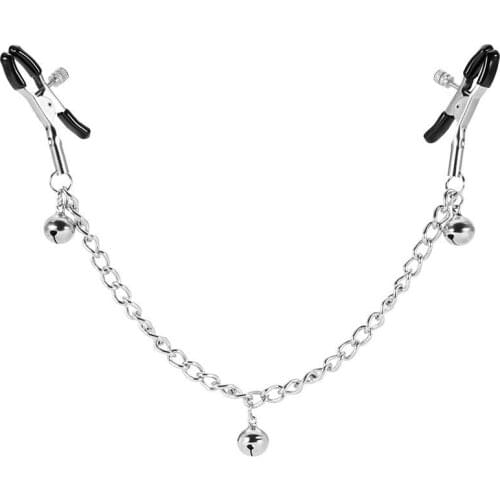 Three Bell Chain Nipple Clamp Silver Metal Nipple Clamps Steel Breast Simulator Fetish Sex Toys For Men BDSM Gay nipple toys