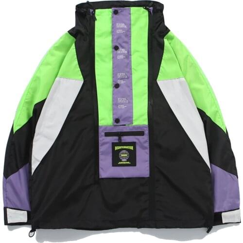 2021 Women Fashion Spring Sport Coat Turtleneck Patchwork Windbreaker Streetwear Korean Techwear Outdoor Camp Clothes