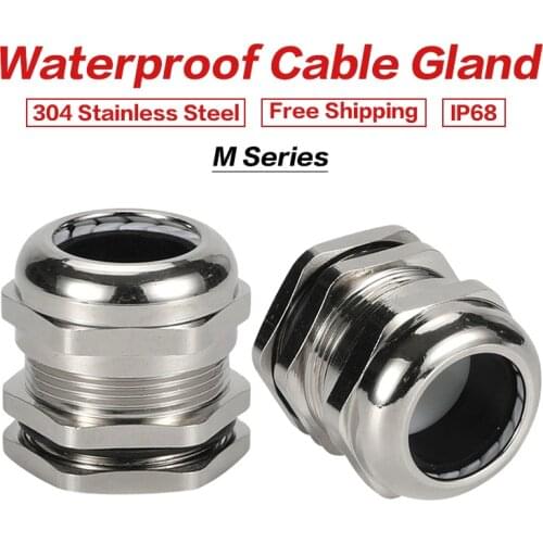Waterproof M Series Metal Cable Gland Connector IP68 304 Stainless Steel Metric Cable M12 M14 M16 M18 for 3-44mm Cable