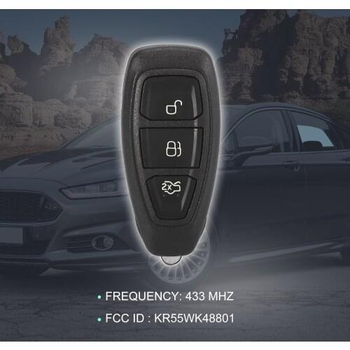Uxcell Replacement Keyless Entry Remote Car Key Fob 433MHz 3 Buttons for Ford Mondeo Focus C-Max KR55WK48801