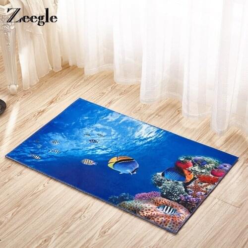 Zeegle 3D Nature Scenery Printed Carpet For Living Room Bedroom Mats Bathroom Bath Rug Water Absorbing Kitchen Carpets Doormat