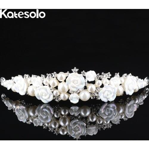 Elegant Wedding Flower Crown & Tiara Silver Color Simulated Pearl Hair Jewelry Comb For Girl Vintage Bridal Pageant Accessories