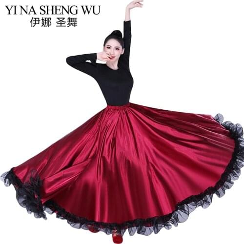 1pc Women Belly Dance Costumes Spanish Bullfighting Dance Skirt Opening Dance Big Swing Skirt Dance Performance Gypsy Skirt New