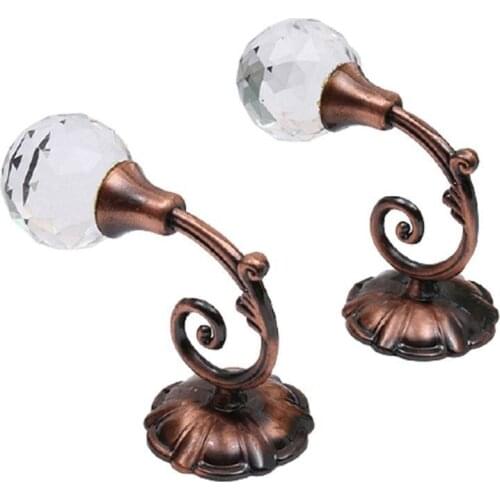 1 Pair Metal Crystal Glass Curtain Hooks Wall Tie Back Holder Rods Accessories For Home Hanger Curtain X9G0
