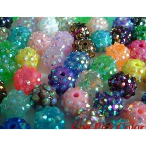 10MM mixed Resin Rhinestone Beads Bling Ball Beads Chunky Kid Necklace Jewelry Wives DIY Finding bracelet necklace hrt45