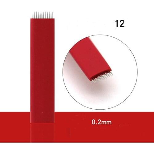 100 pcs 12F FLAT SHADING Microblading 14F Needles Permanent Makeup Manual Eyebrow Blade 12 PIN Microblade agujas tattoo