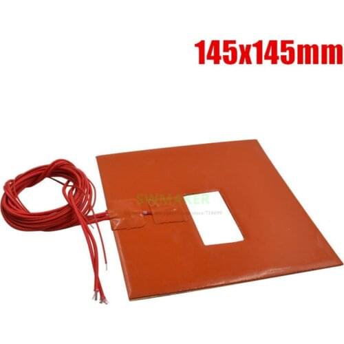145x145mm 100W 3D Printer Heat Bed Silicone Rubber Heater with Square hole, Electric Heating Pad Customized