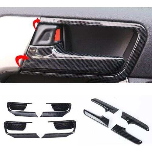 4pcs For Toyota Land Cruiser Prado FJ150 2010-2021 ABS Carbon fiber Inner door handle frame Molding trim cover Car Styling