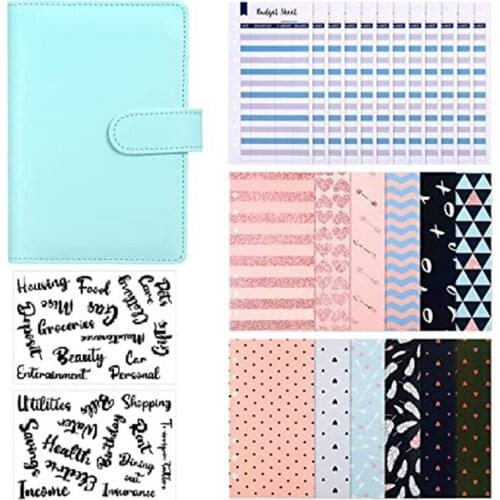 A6 Binder Budget Envelope System Budget Planning Notepad A6 PU Leather Notebook Binder Budget Money Envelope Cash