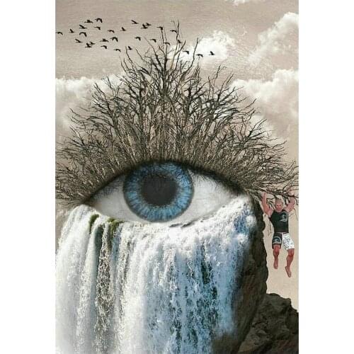 Diamond painting eye scenery waterfall picture 5d full square / round drill sticker crafts home decoration