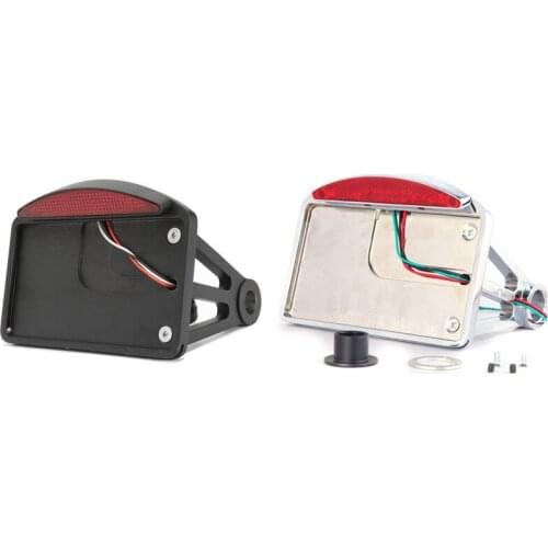 Aluminum Back Axle Side Mount License Plate Holder LED Tail Brake Light Frame Bracket for Customs Choppers