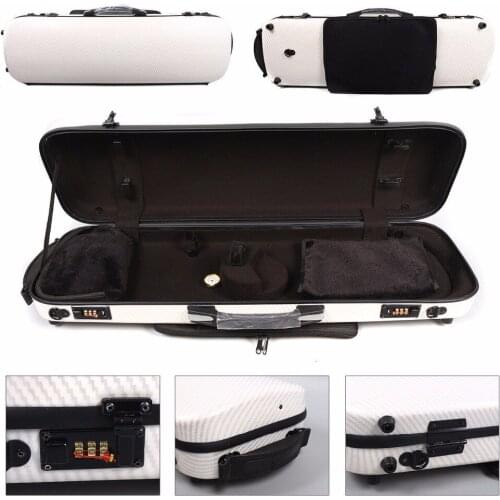 White color yinfente White violin case 4/4 Carbon composite Two codelock light&strong