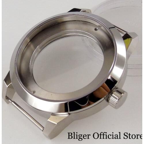BLIGER Steel 41MM Automatic Watch Case fit MIYOTA 8215 8205 821A MINGZHU 2813 Seeing Glass Back Sapphire Crystal 5ATM Waterproof