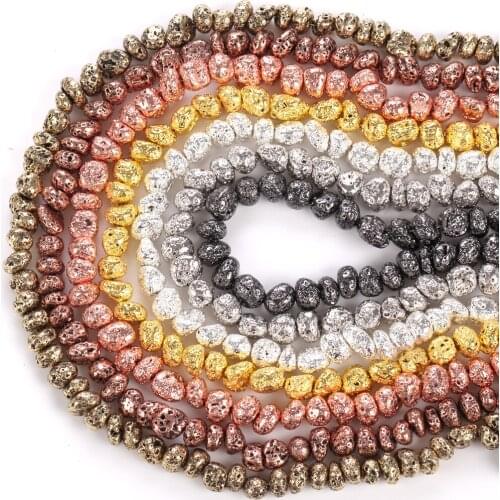 5-8mm Natural Oval Natural Volcanic Rock Stone Beads Hematite Loose Beads For Jewelry Making Diy Necklace Bracelet Accessories
