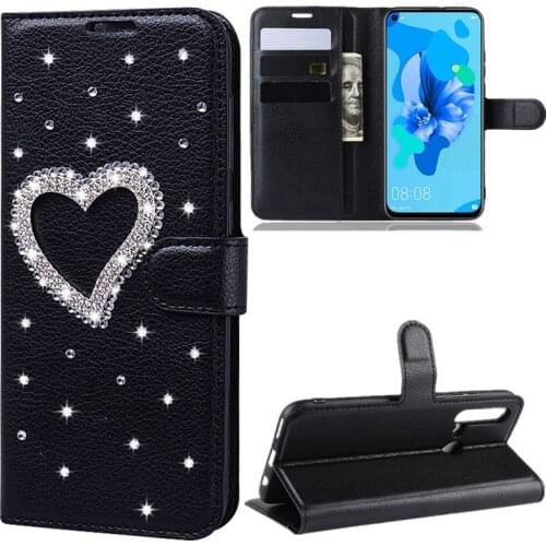 Cases for Huawei P20 Lite 2019 Y9 Y7 Prime Y6 Prime Y5 2018 P Smart 2020 Z Honor 9X Lite 9S 9A 9C PU Leather Phone Diamond Cover