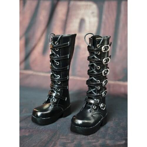 N01-X043 children handmade toy 1/3 1/4 Doll Accessories BJD/SD doll Multiple Buckle Punk Boots 1pair