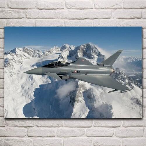 Eurofighter typhoon Austrian mountains multirole fighter living room decor home wall art decor wood frame fabric posters KM298