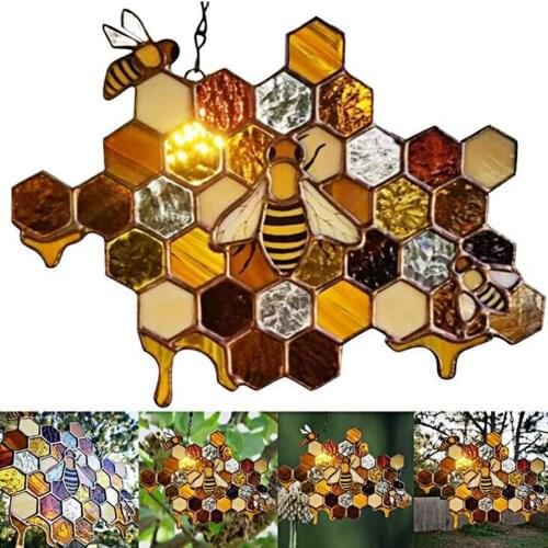 Honeycomb Hanging Ornament Exquisite DIY Multicolor Wall Decoration Honey Suncatcher for Garden