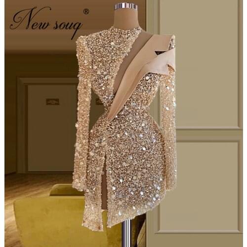 Short Mermaid Cocktail Dress Sequins Beading Party Dresses 2021 Dubai Evening Wear Turkish Couture Formal Pageant Gowns платье