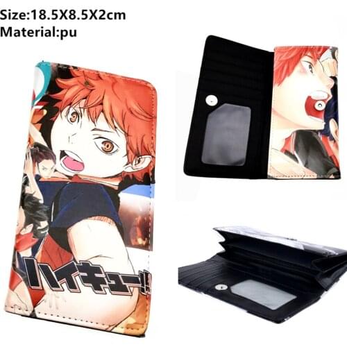 Anime Haikyuu PU Wallet Casual Button Card Coin Holders Layers Purse Cute Boys Girls Students Leather Cosplay Moneybag
