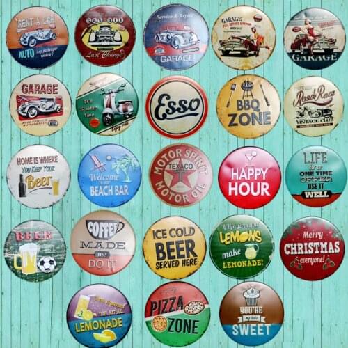 BBQ Irregular Round Metal Signs Shabby Chic Car Plaque Wall Garage Bar Shop Home Restaurant Decorative Signs 30CM U-6