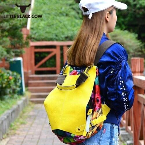 Multifunctional Leather Genuine Women Backpack Travel Casual Canvas Backpack Floral Rucksack Large School Bag For Teen Mochila